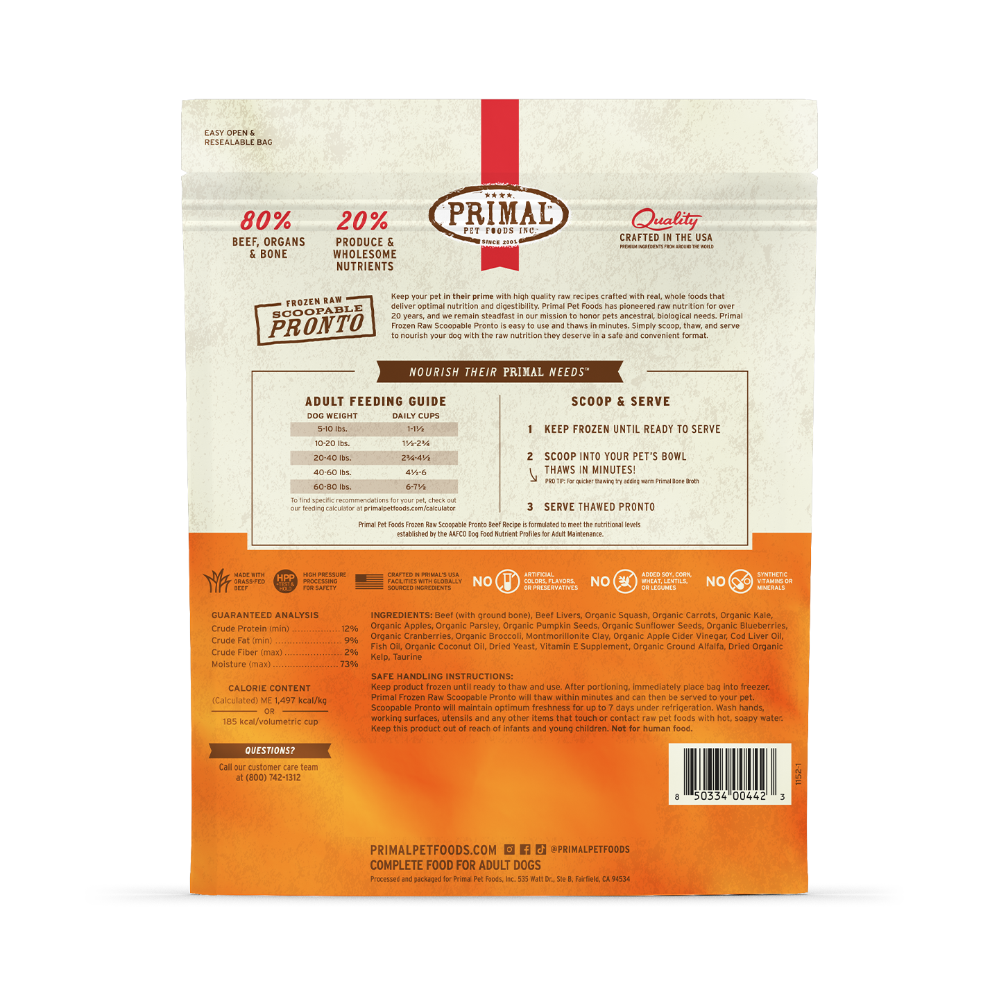 Frozen Raw Scoopable Pronto Dog Food - Beef Recipe