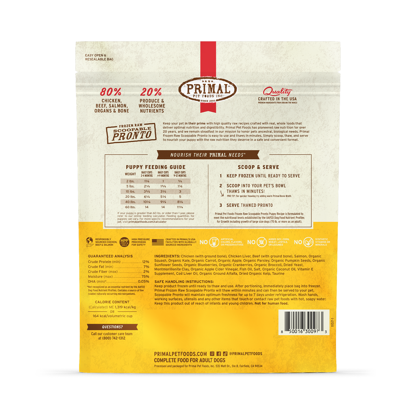 Frozen Raw Scoopable Pronto Dog Food - Puppy Recipe