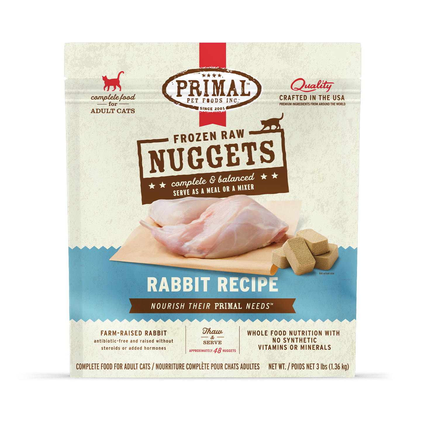 Frozen Raw Nuggets Cat Food - Rabbit Recipe
