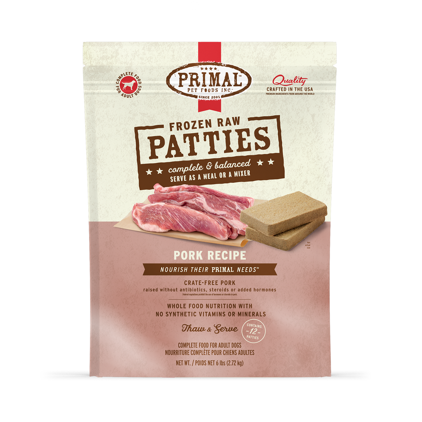Frozen Raw Patties Dog Food - Pork Recipe
