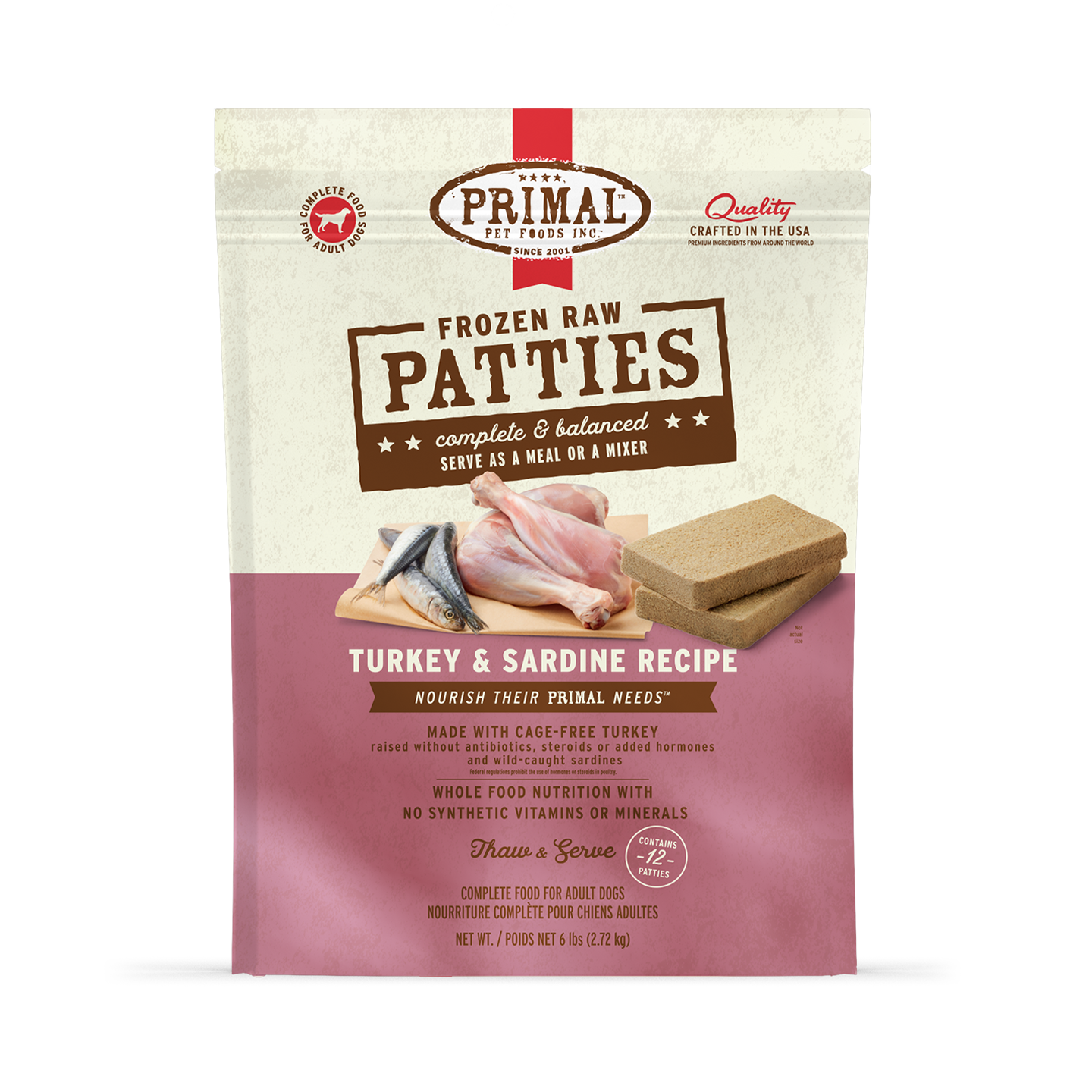 Frozen Raw Patties Dog Food - Turkey & Sardine Recipe