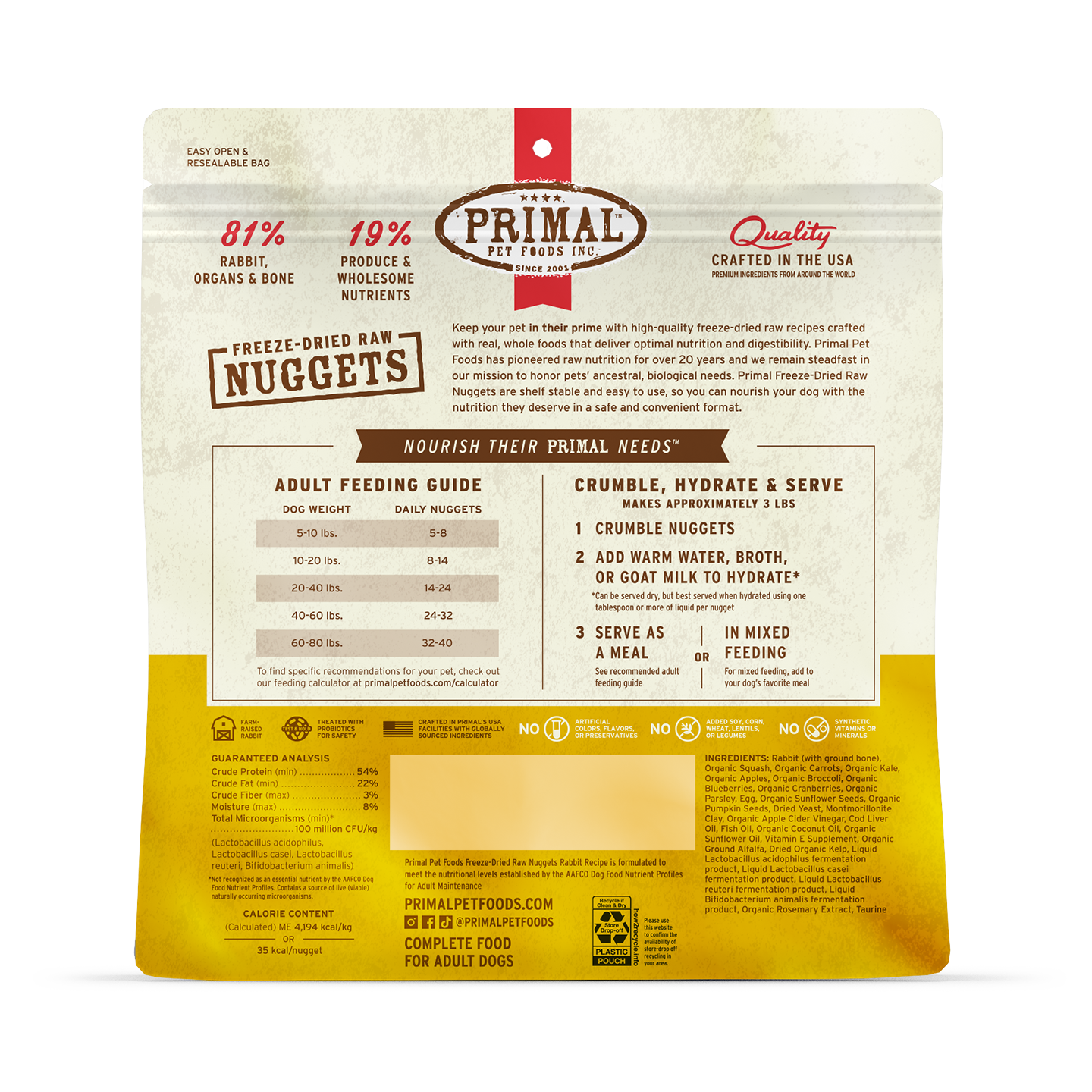 Freeze-Dried Raw Nuggets Dog Food - Rabbit Recipe