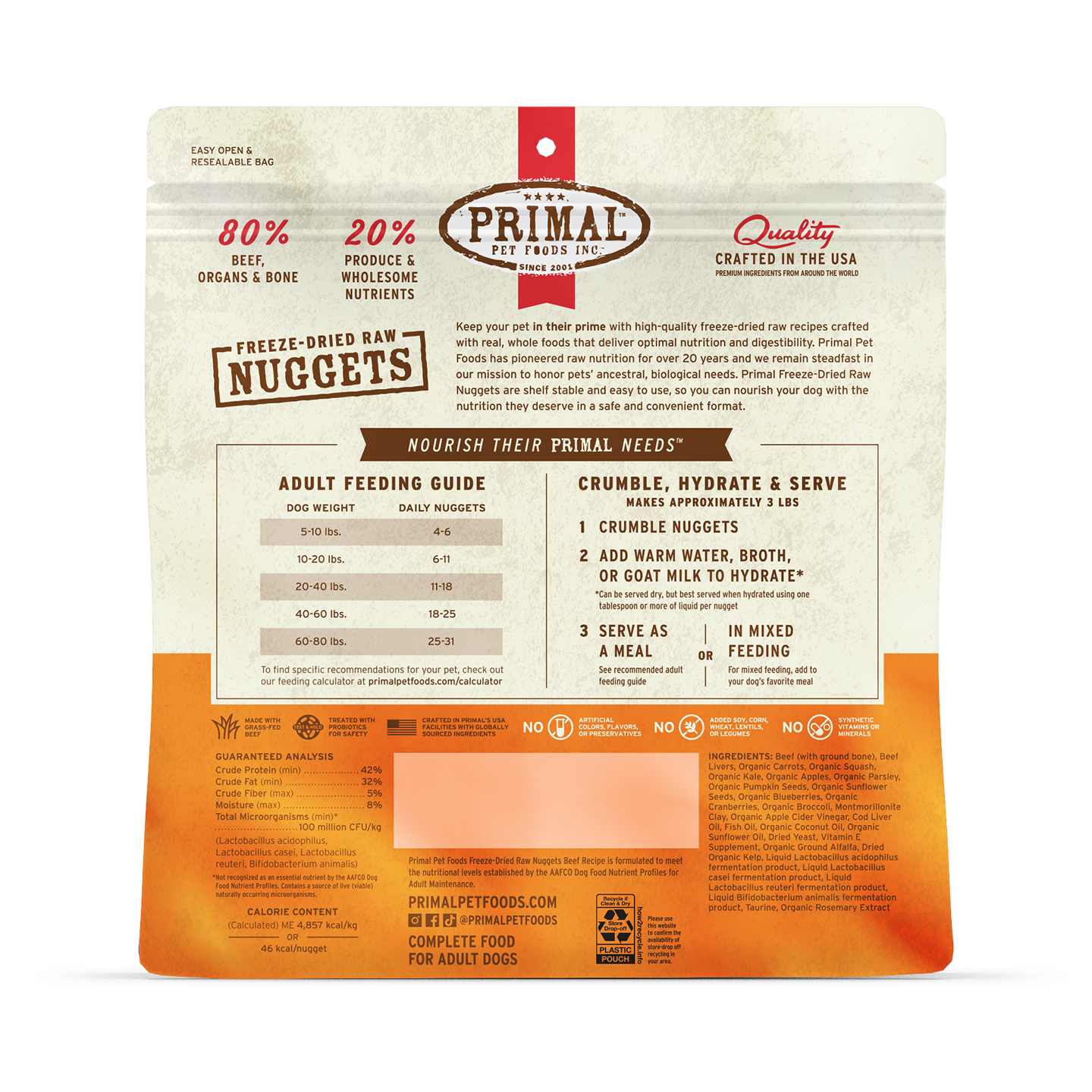 Freeze-Dried Raw Nuggets Dog Food - Beef Recipe