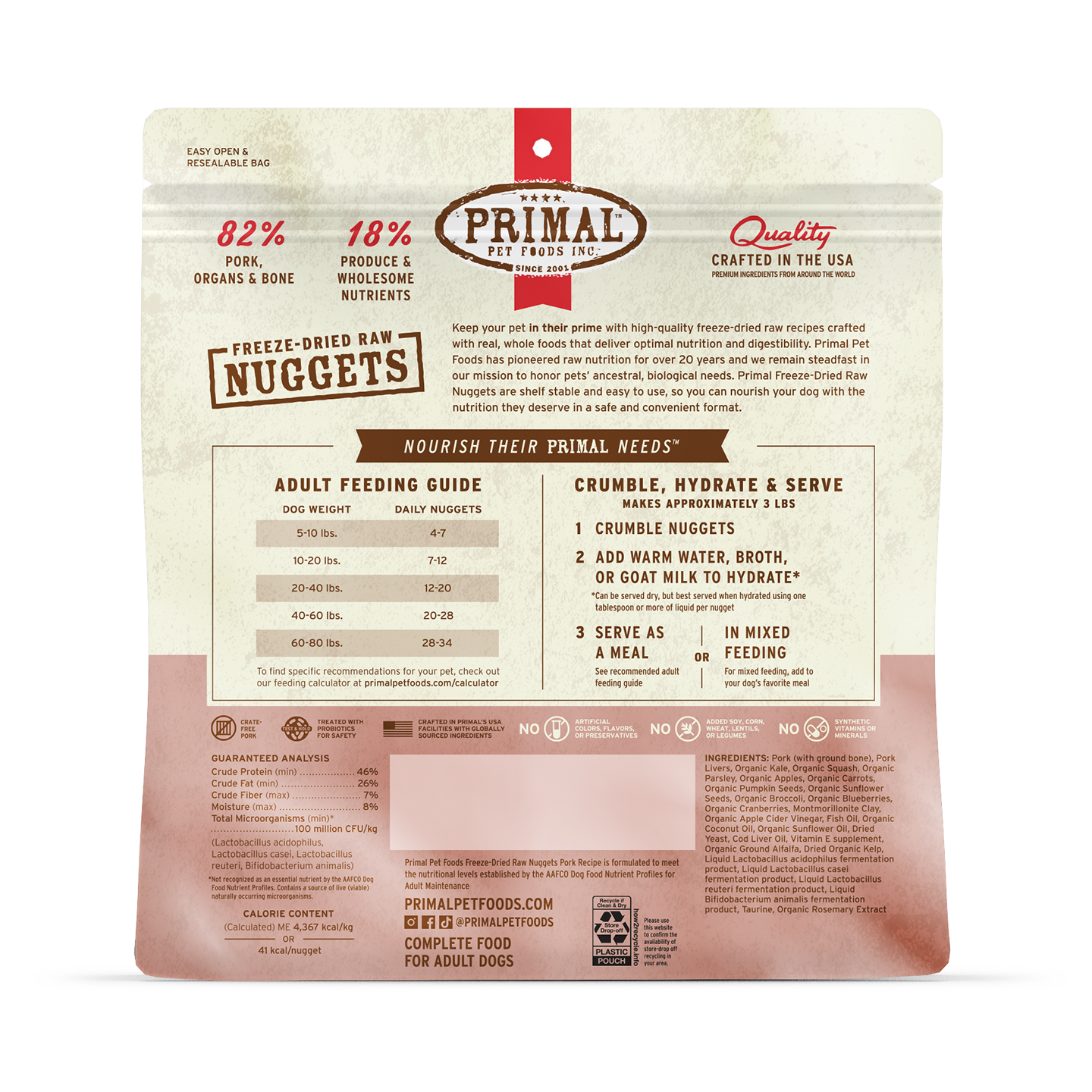 Freeze-Dried Raw Nuggets Dog Food - Pork Recipe