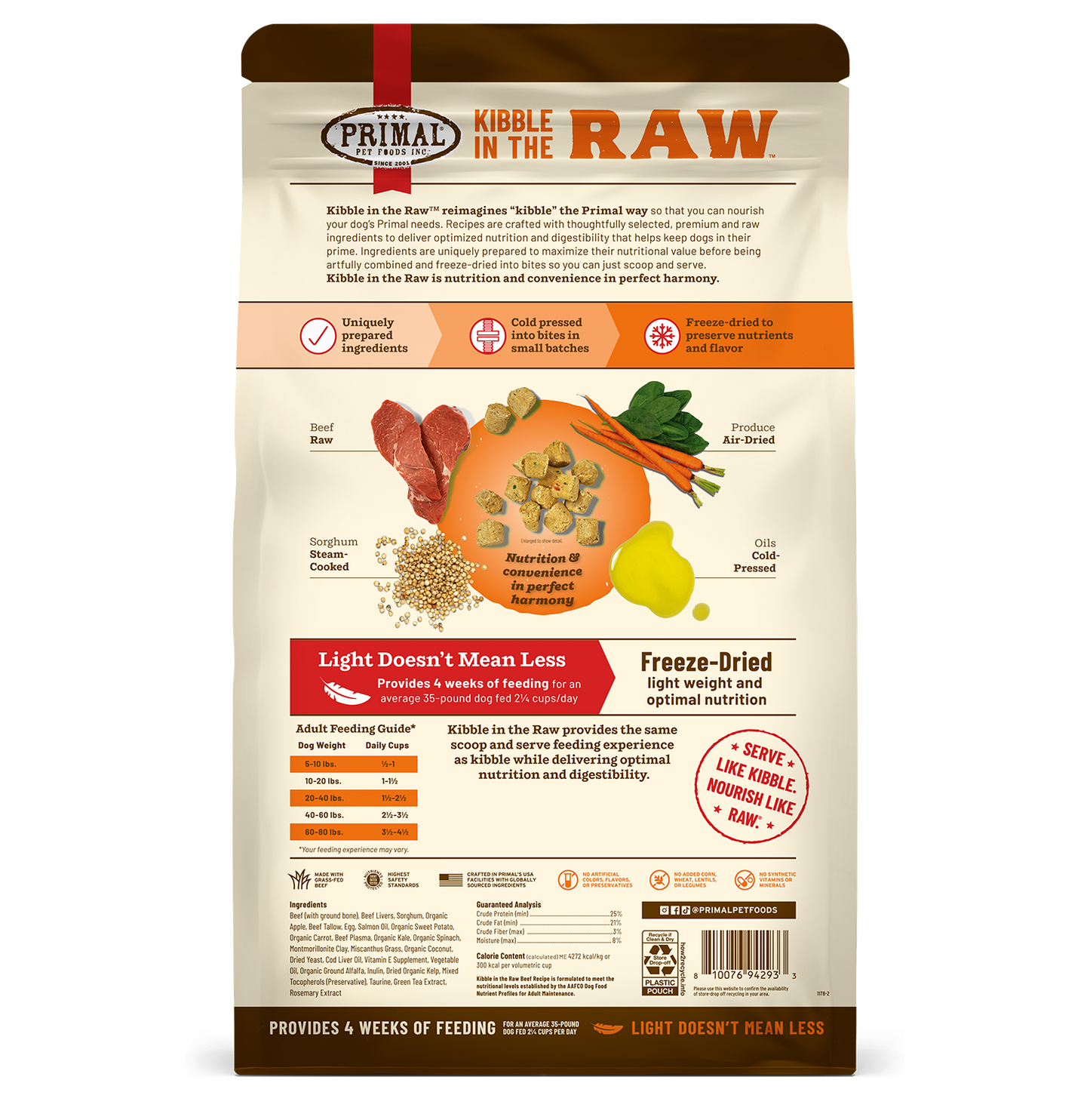 Kibble in the Raw Dog Food - Beef Recipe