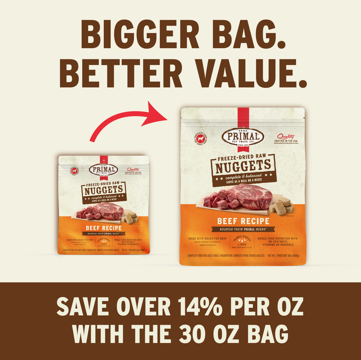 Freeze-Dried Raw Nuggets Dog Food - Beef Recipe