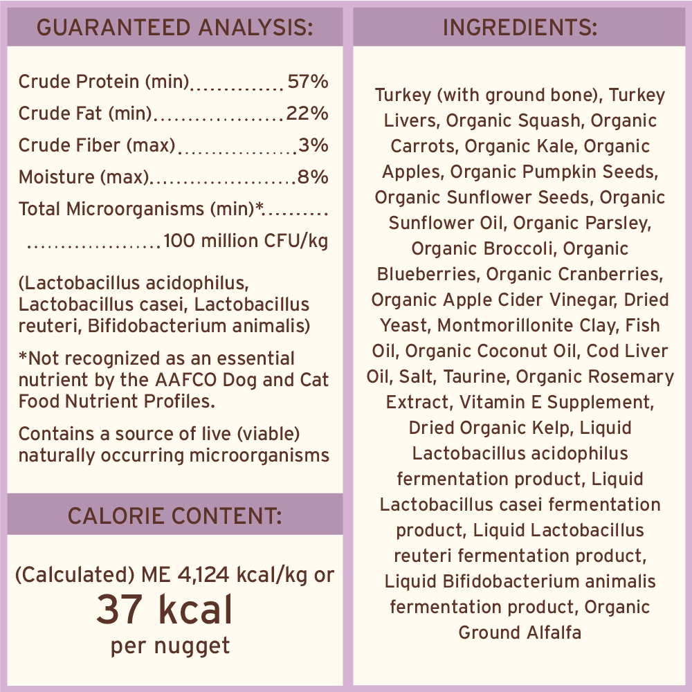 Freeze-Dried Raw Nuggets Cat Food - Turkey Recipe