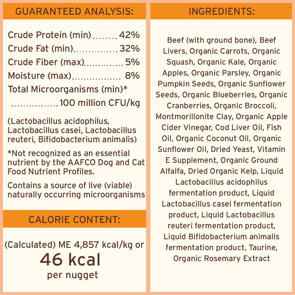 Freeze-Dried Raw Nuggets Dog Food - Beef Recipe
