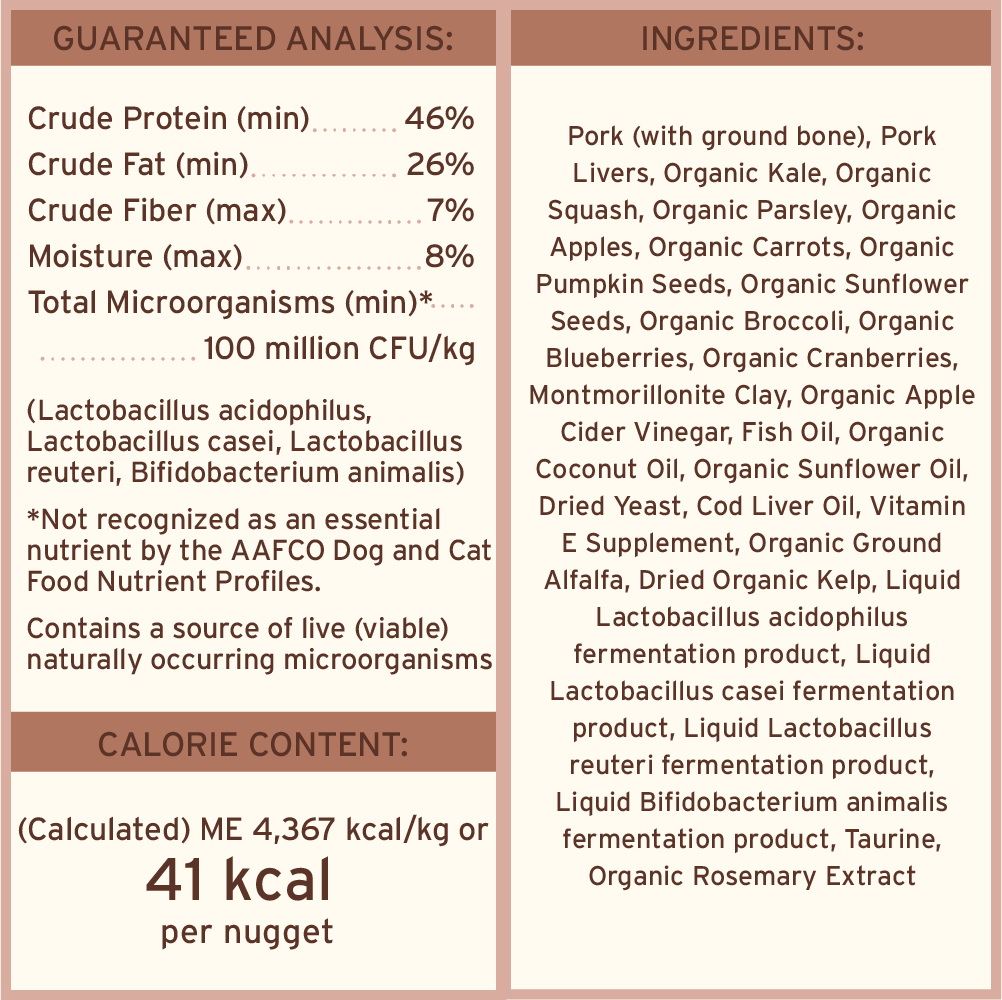 Freeze-Dried Raw Nuggets Dog Food - Pork Recipe