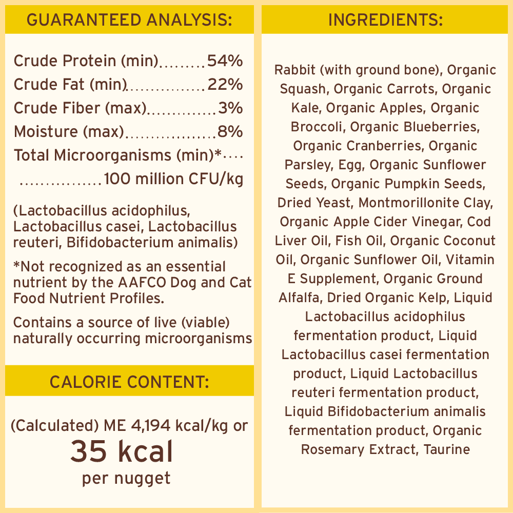Freeze-Dried Raw Nuggets Dog Food - Rabbit Recipe