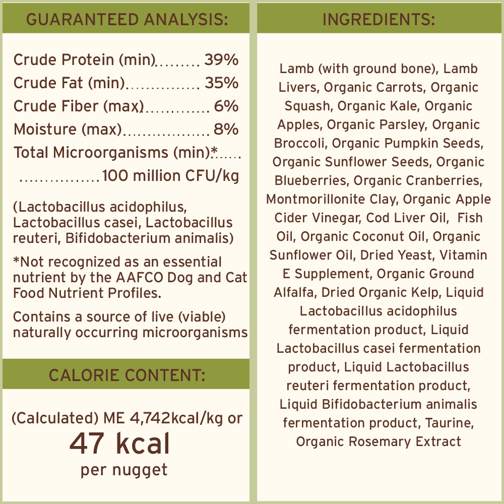 Freeze-Dried Raw Nuggets Dog Food - Lamb Recipe