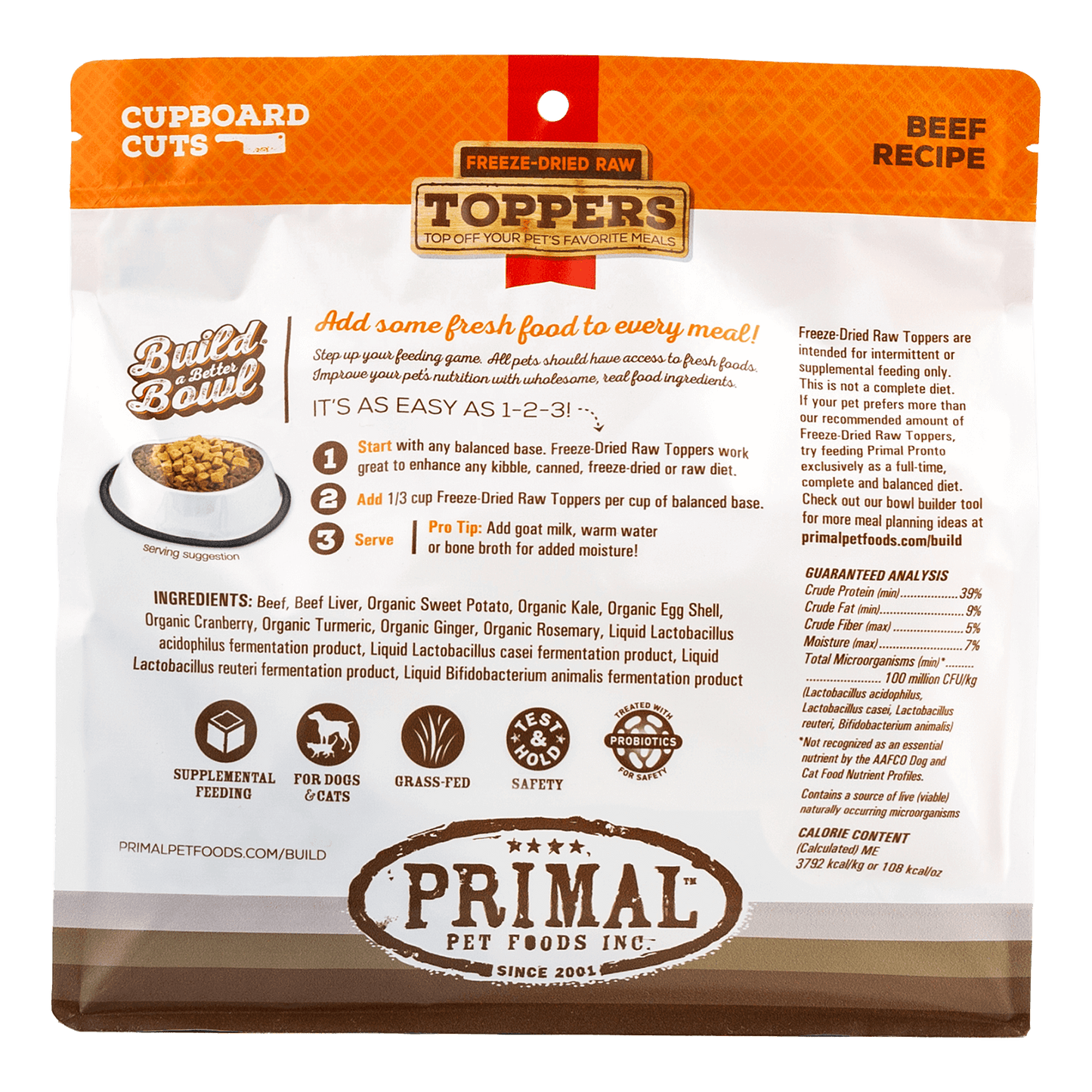 Cupboard Cuts Freeze-Dried Raw Toppers for Cat & Dog - Beef Recipe