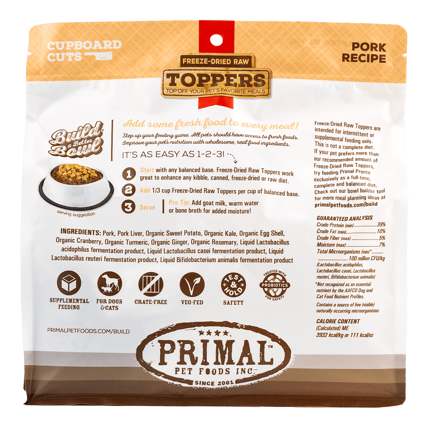 Cupboard Cuts Freeze-Dried Raw Toppers for Cat & Dog - Pork Recipe