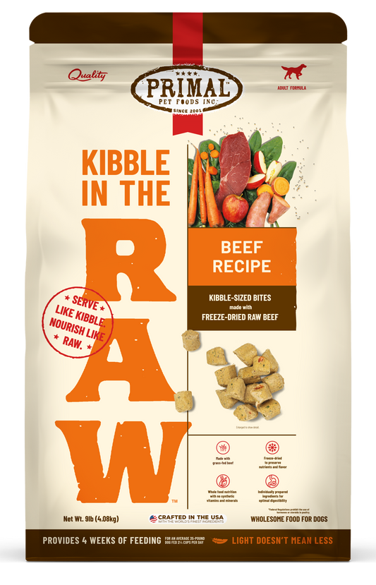 Kibble in the Raw Dog Food - Beef Recipe