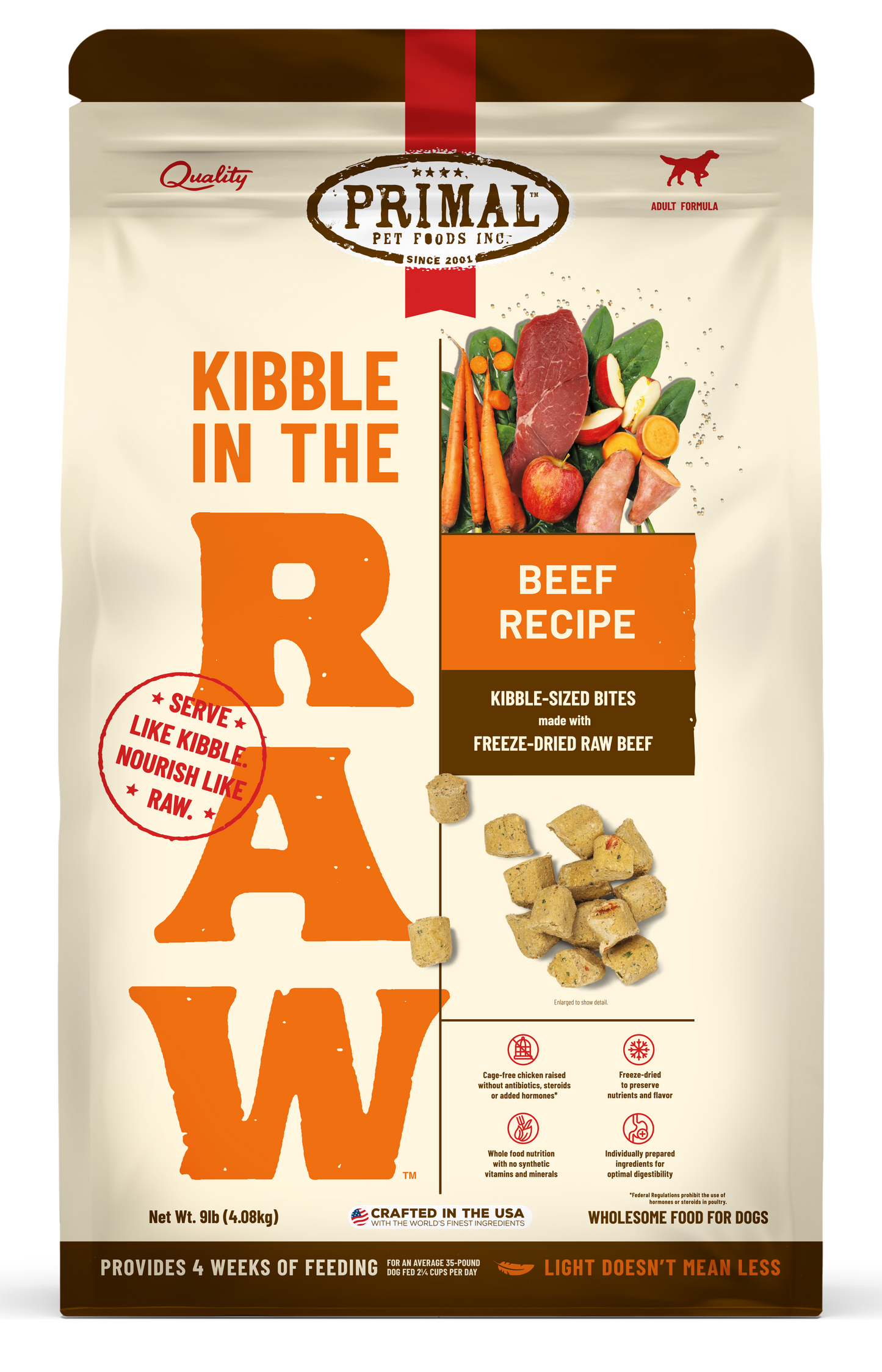 Kibble in the Raw Dog Food - Beef Recipe