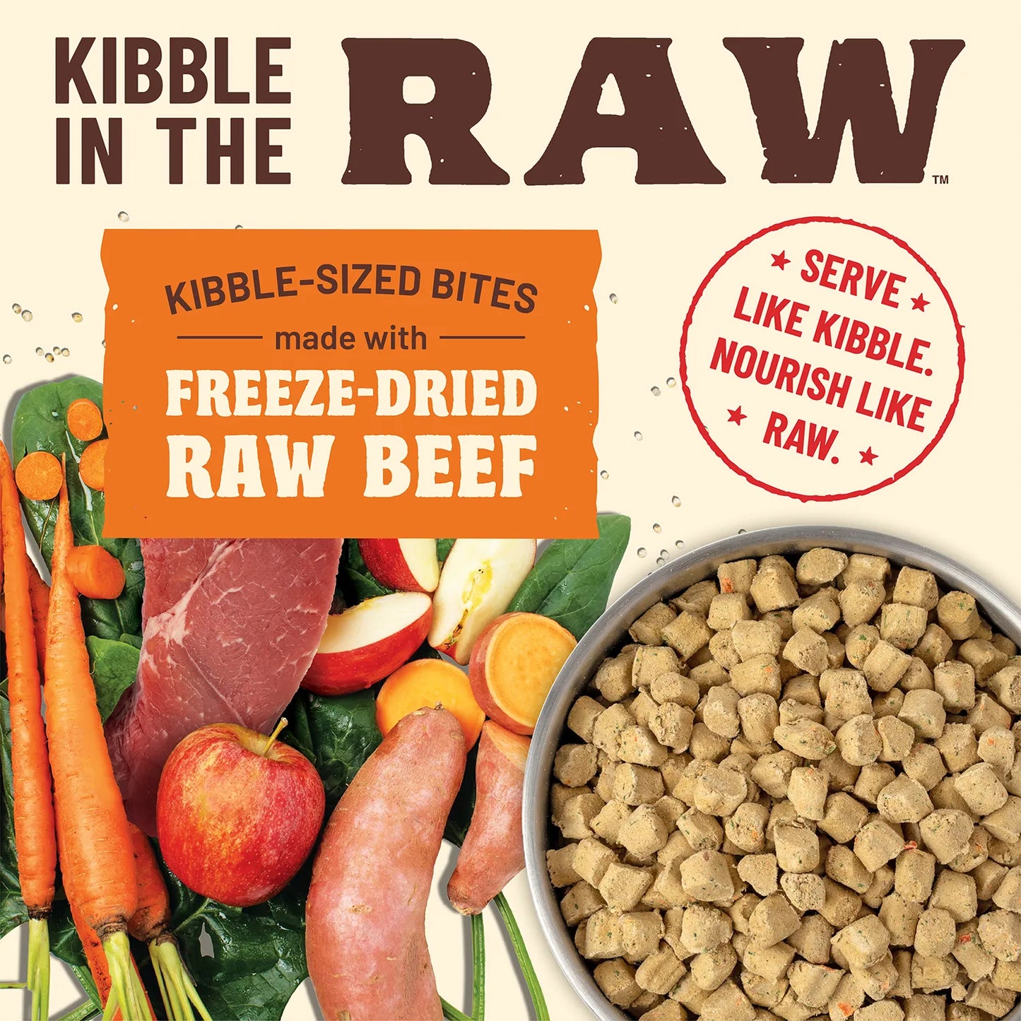 Kibble in the Raw Dog Food - Beef Recipe