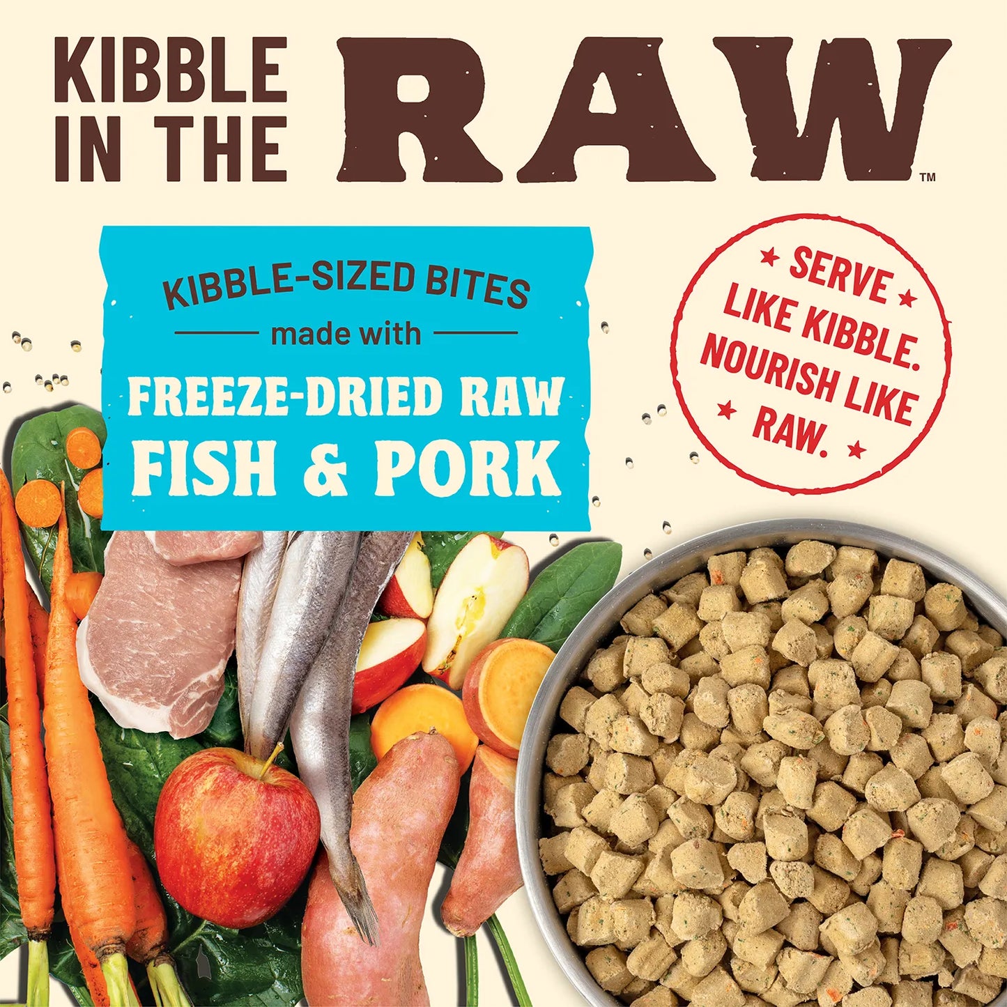 Kibble in the Raw Dog Food - Fish & Pork Recipe