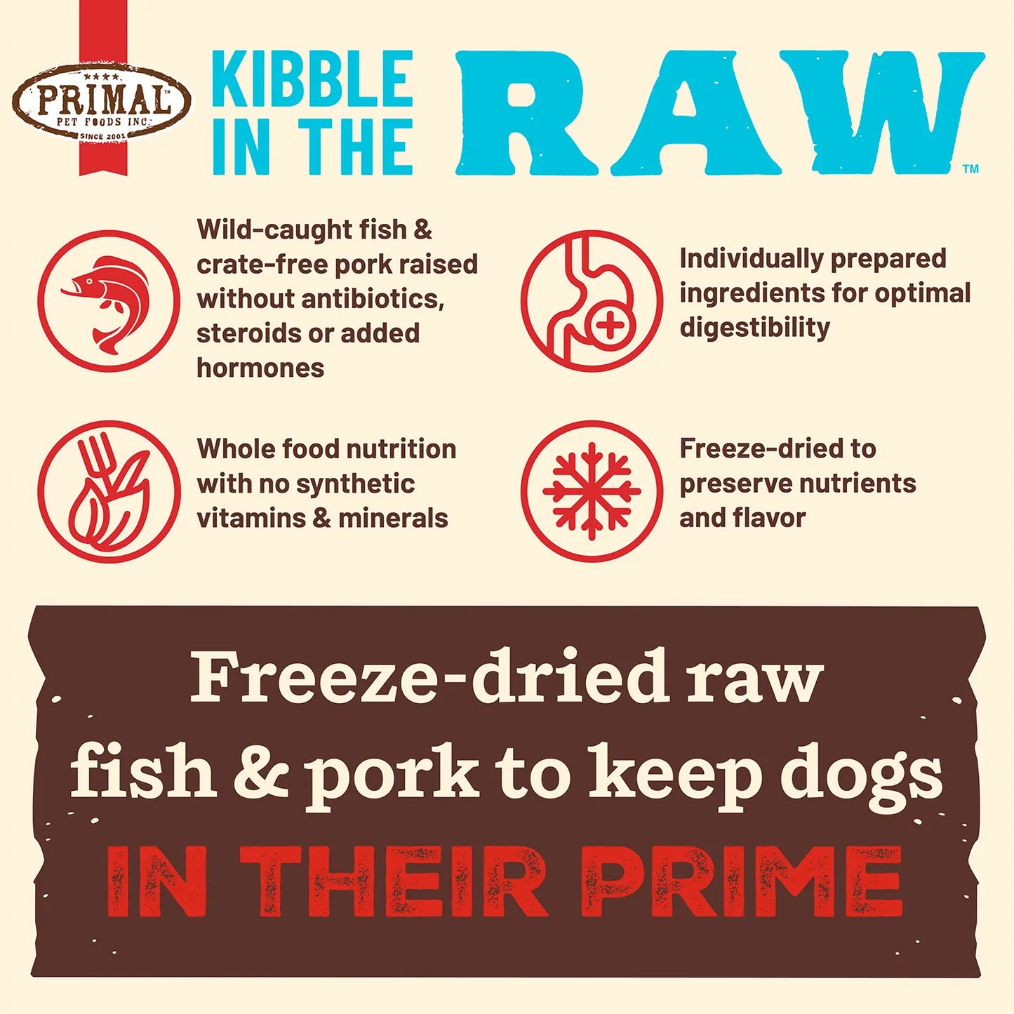 Kibble in the Raw Dog Food - Fish & Pork Recipe