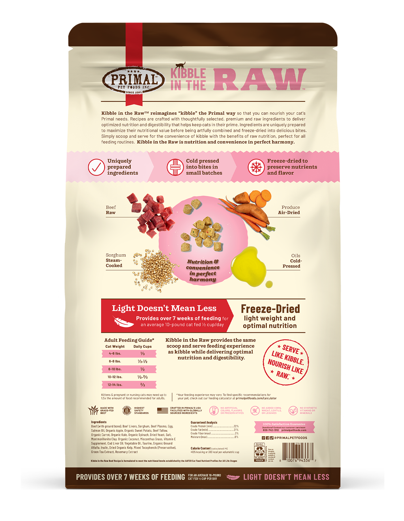 Kibble in the Raw Cat Food - Beef Recipe