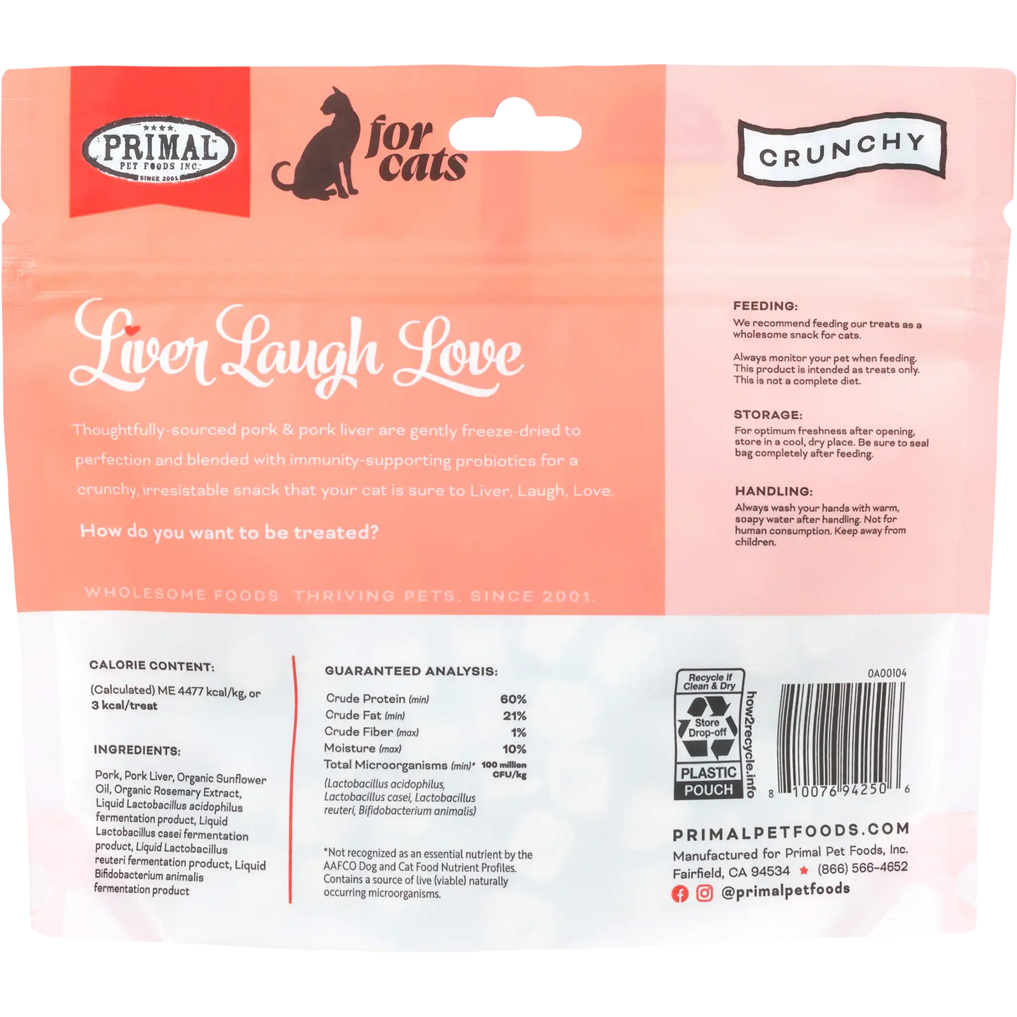 Liver Laugh Love Freeze-Dried Treats for Cats - Pork Liver Recipe