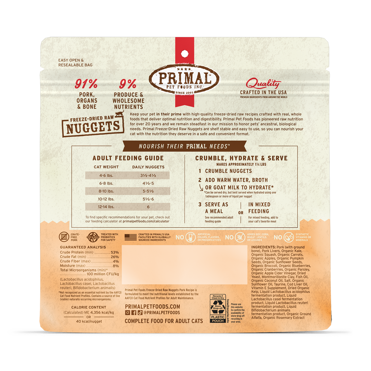 Freeze-Dried Raw Nuggets Cat Food - Pork Recipe