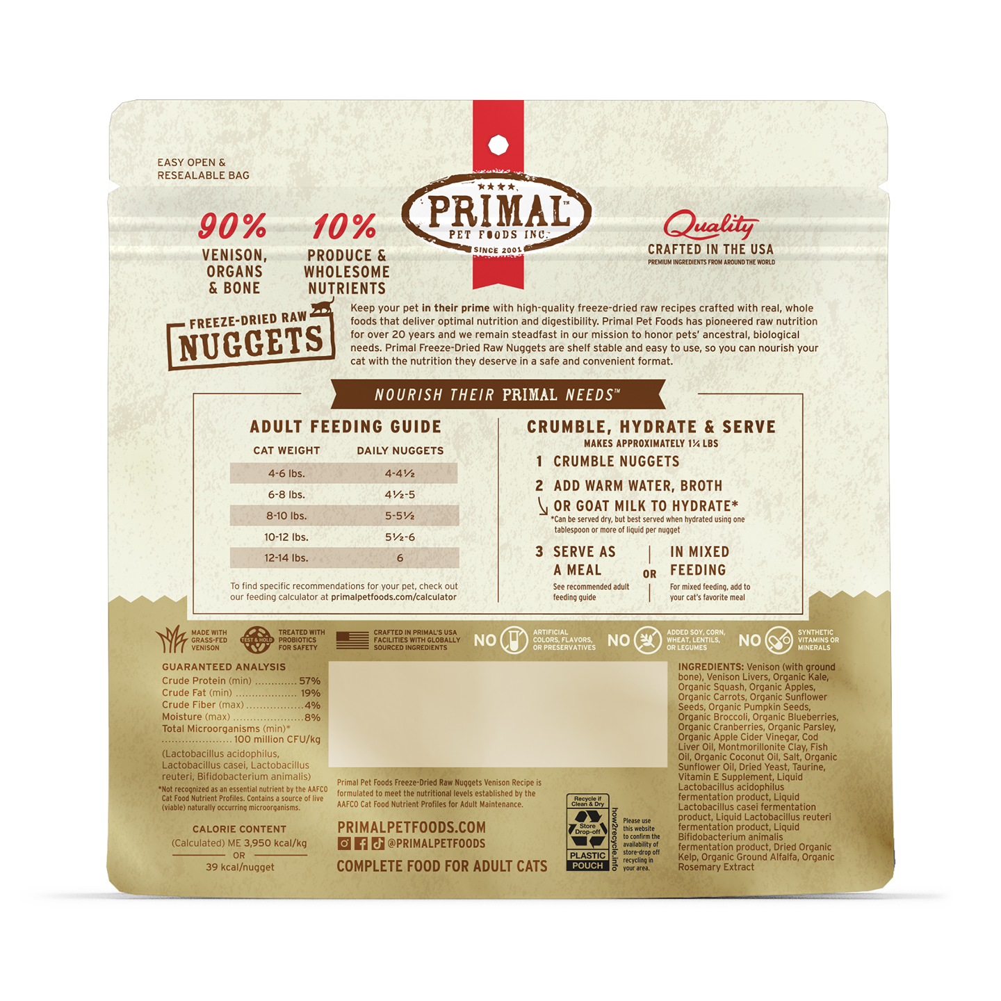 Freeze-Dried Raw Nuggets Cat Food - Venison Recipe