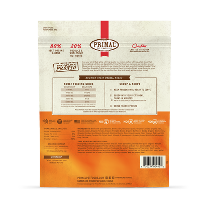 Frozen Raw Scoopable Pronto Dog Food - Beef Recipe