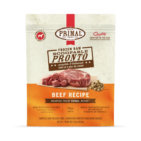 Frozen Raw Scoopable Pronto Dog Food – Beef Recipe – Primal Pet Foods