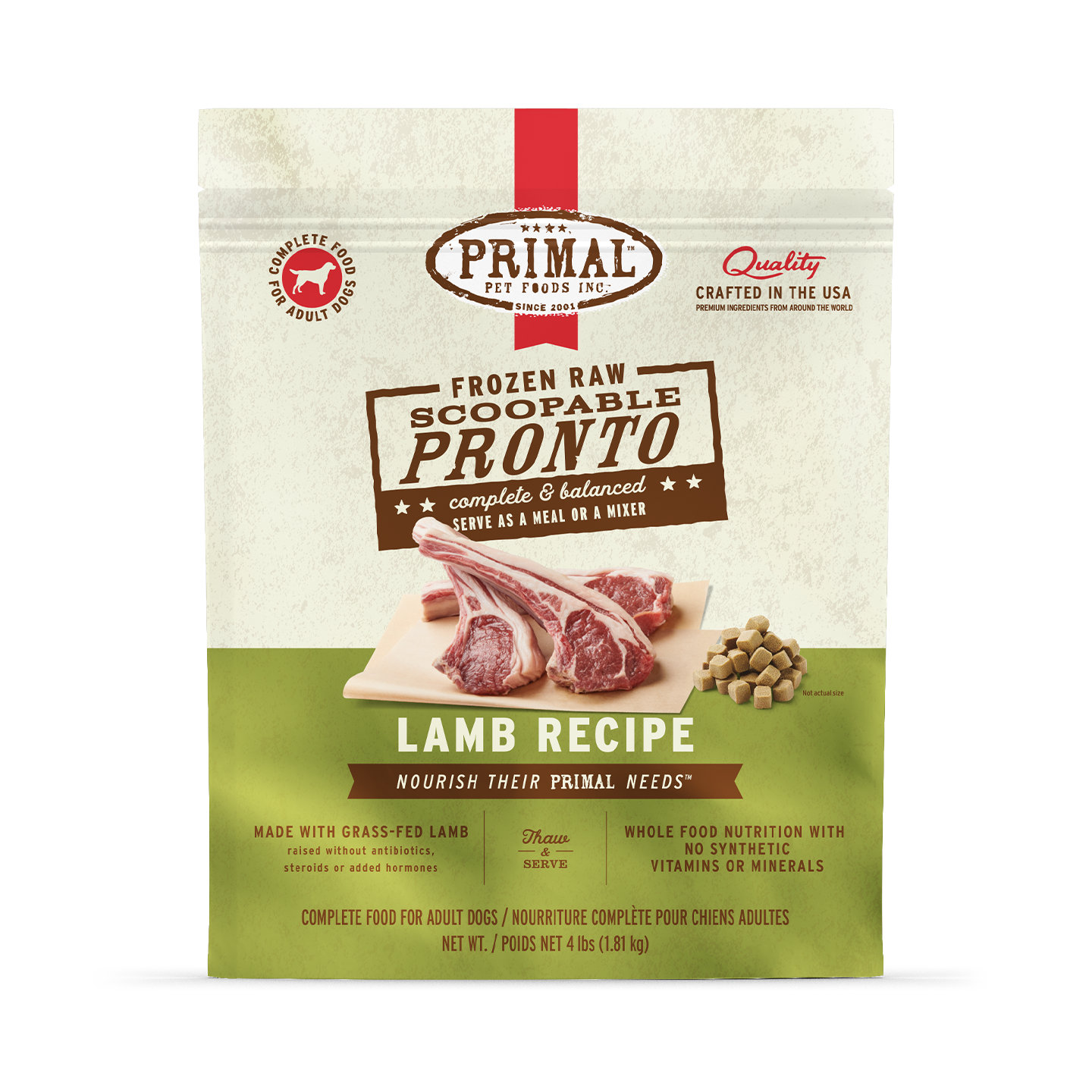 Frozen Raw Scoopable Pronto Dog Food - Lamb Recipe