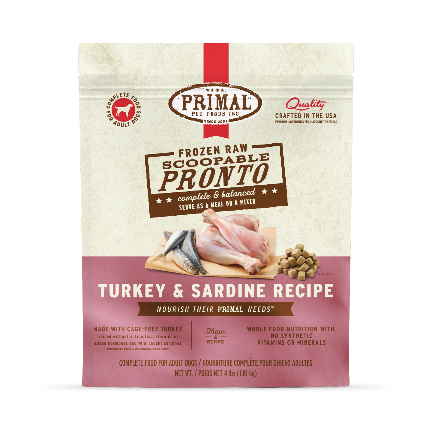 Frozen Raw Scoopable Pronto Dog Food - Turkey & Sardine Recipe