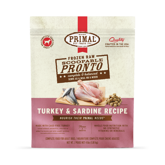 Frozen Raw Scoopable Pronto Dog Food - Turkey & Sardine Recipe