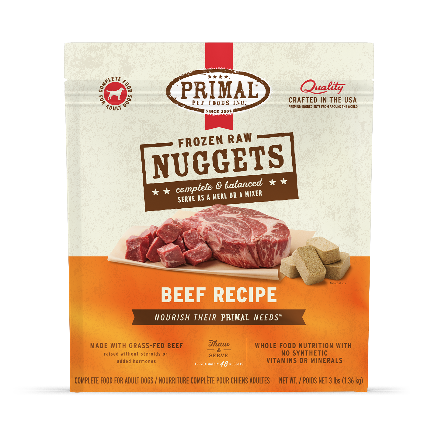 Frozen Raw Nuggets Dog Food - Beef Recipe