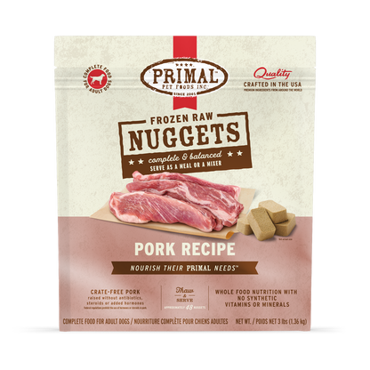 Frozen Raw Nuggets Dog Food - Pork Recipe