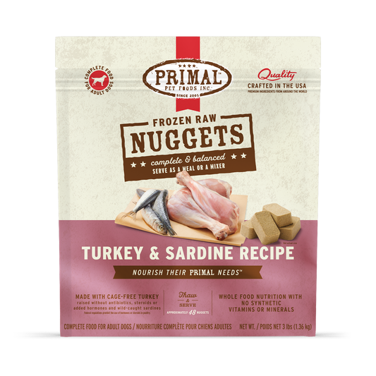 Frozen Raw Nuggets Dog Food - Turkey & Sardine Recipe