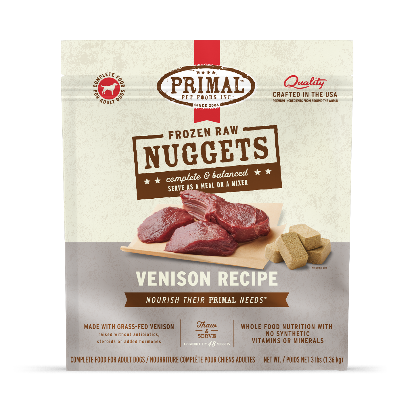 Frozen Raw Nuggets Dog Food - Venison Recipe
