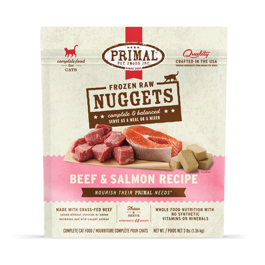 Frozen Raw Nuggets Cat Food - Beef & Salmon Recipe