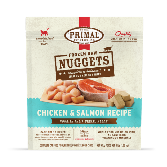 Frozen Raw Nuggets Cat Food - Chicken & Salmon Recipe