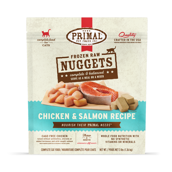 Frozen Raw Nuggets Cat Food — Chicken & Salmon Recipe