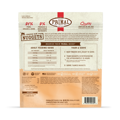 Frozen Raw Nuggets Cat Food - Pork Recipe