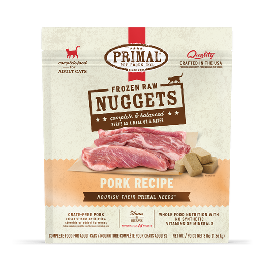Frozen Raw Nuggets Cat Food - Pork Recipe