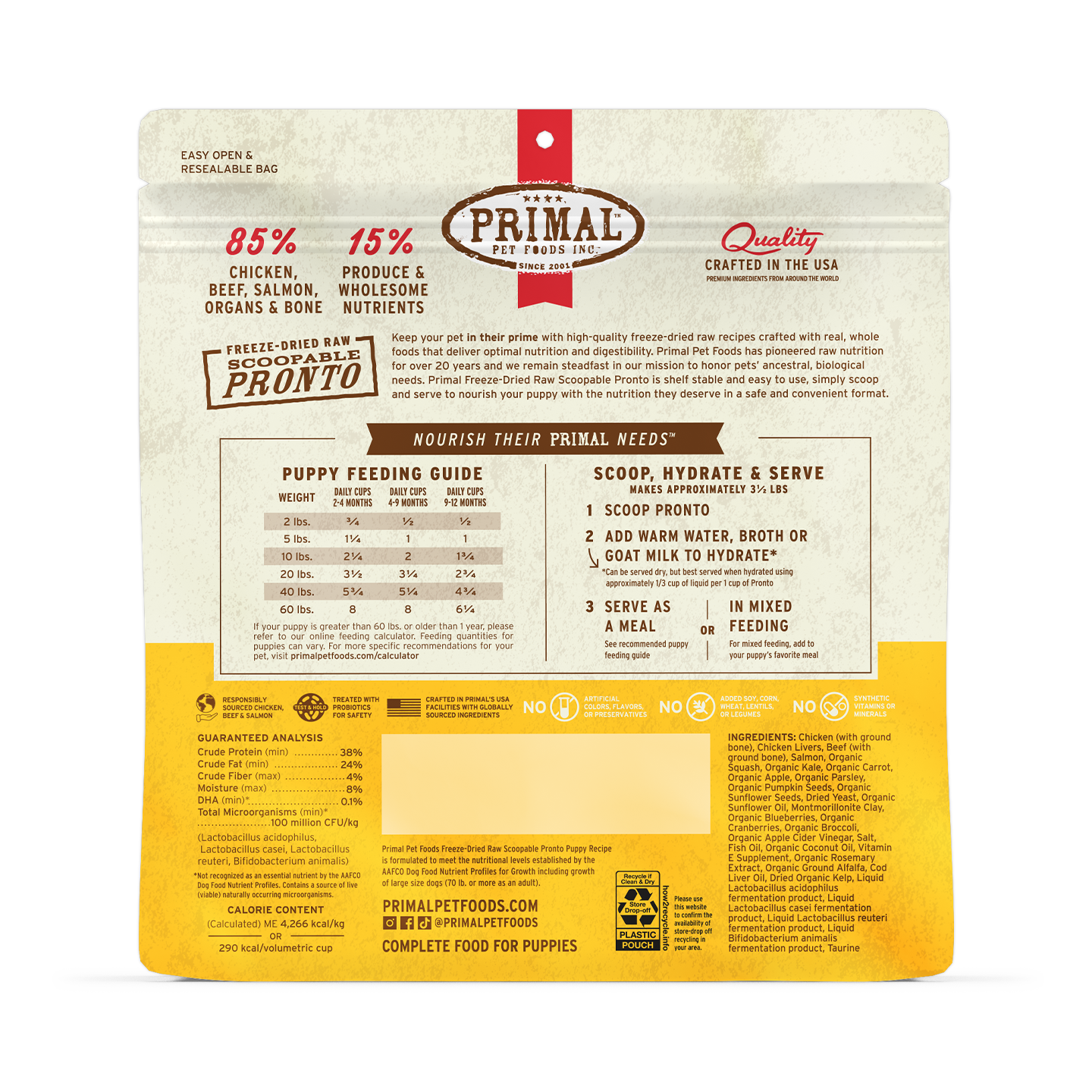 Freeze-Dried Raw Scoopable Pronto Dog Food - Puppy Recipe