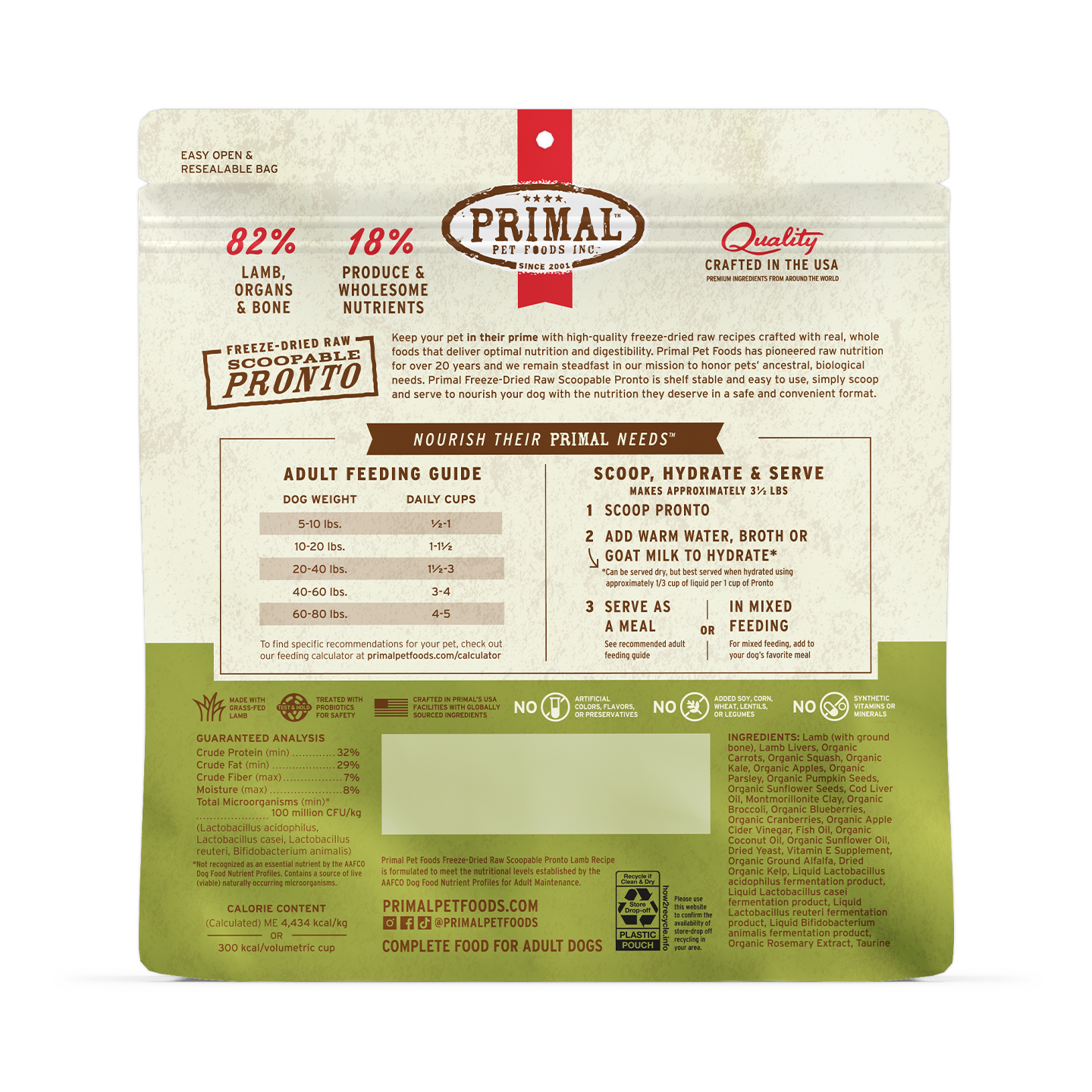 Freeze-Dried Raw Scoopable Pronto Dog Food - Lamb Recipe