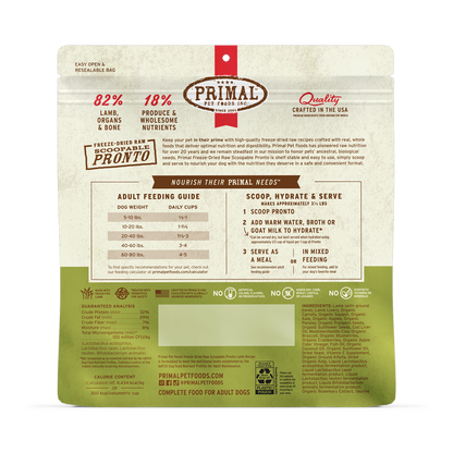 Freeze-Dried Raw Scoopable Pronto Dog Food - Lamb Recipe
