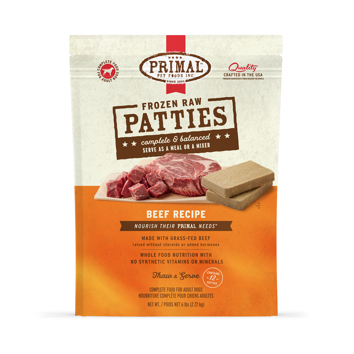 Frozen Raw Patties Dog Food - Beef Recipe
