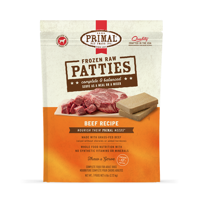 Frozen Raw Patties Dog Food - Beef Recipe