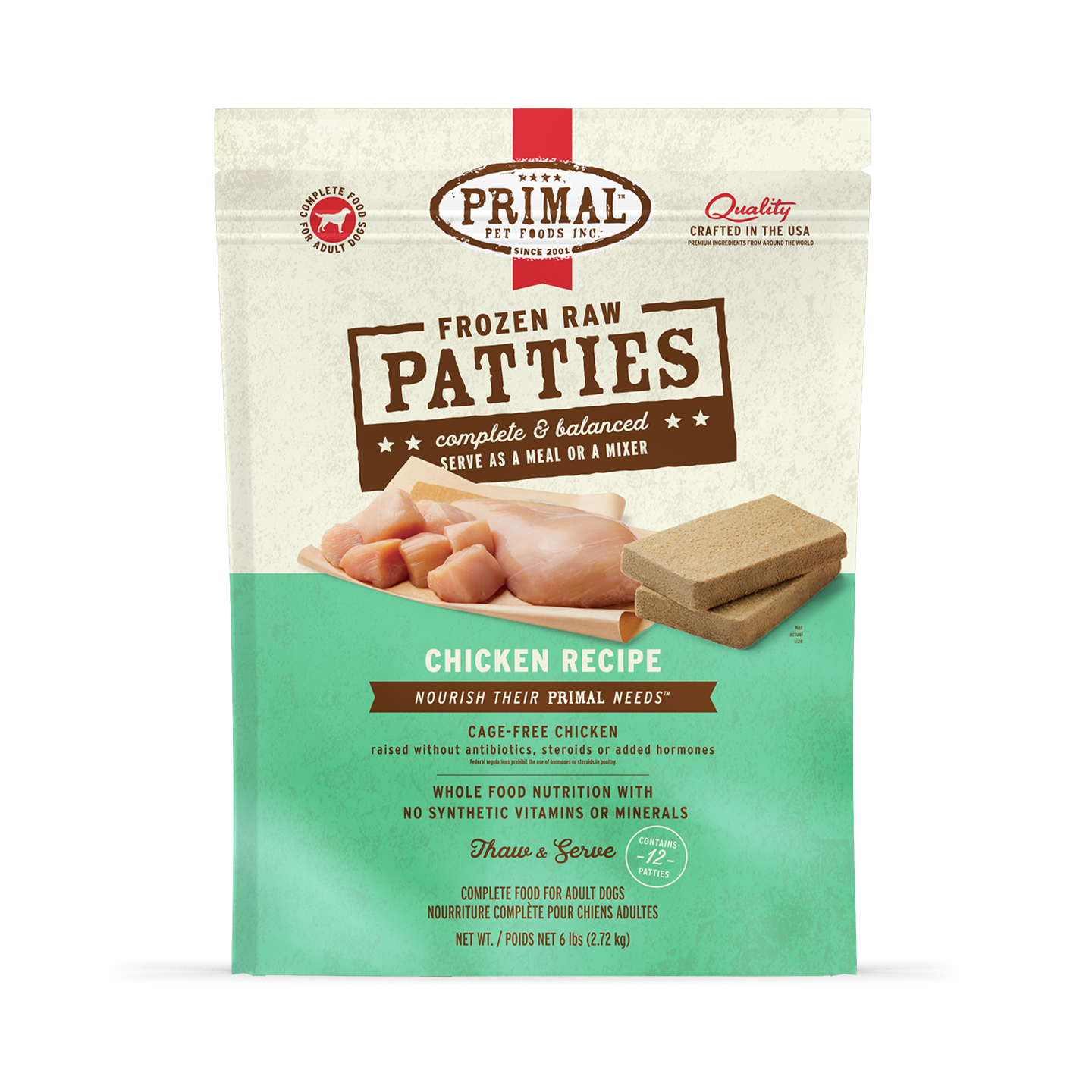 Frozen Raw Patties Dog Food - Chicken Recipe