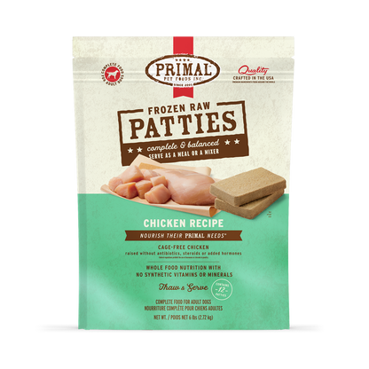 Frozen Raw Patties Dog Food - Chicken Recipe
