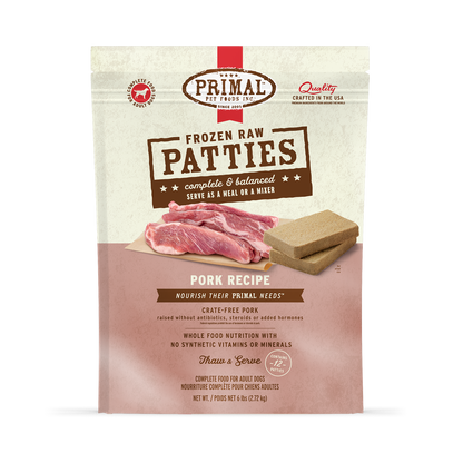 Frozen Raw Patties Dog Food - Pork Recipe
