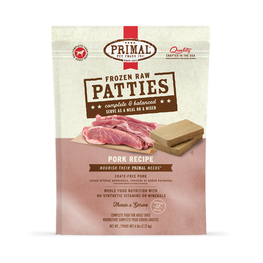 Frozen Raw Patties Dog Food - Pork Recipe