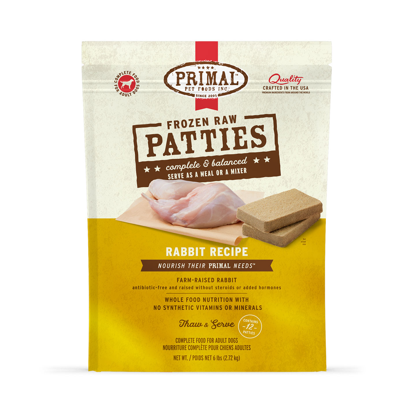 Frozen Raw Patties Dog Food - Rabbit Recipe